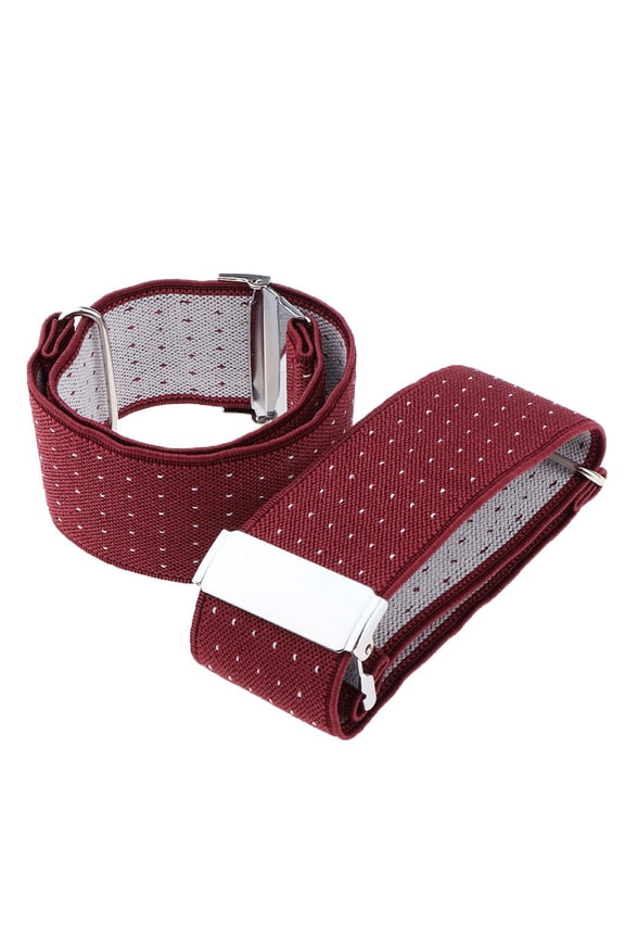 Men Slip Shirt Sleeve Garters Adjustable Stretch Armbands - Burgundy, as