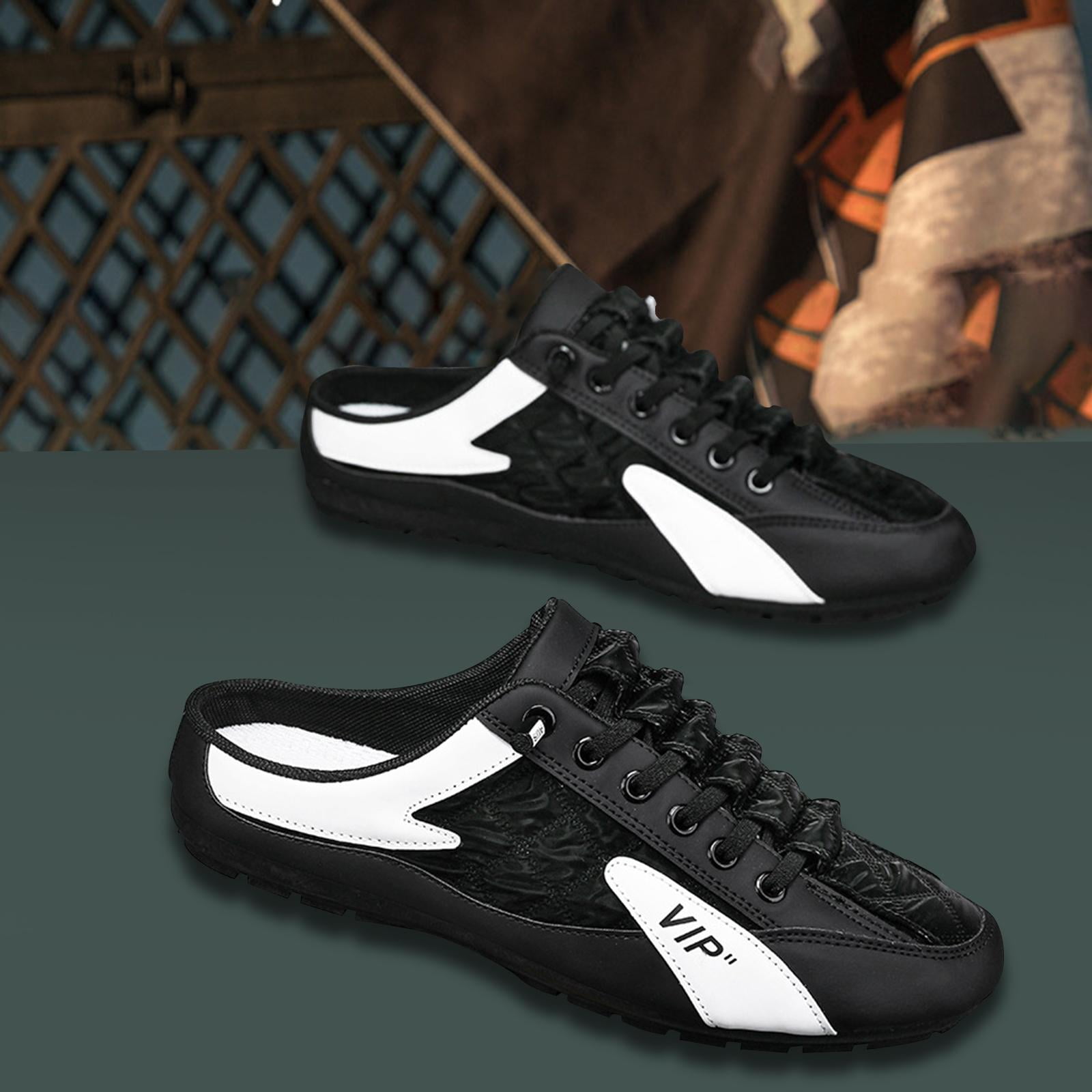 Men Slip on Mule Sneakers, Casual Sports Shoes Loafers Lace up