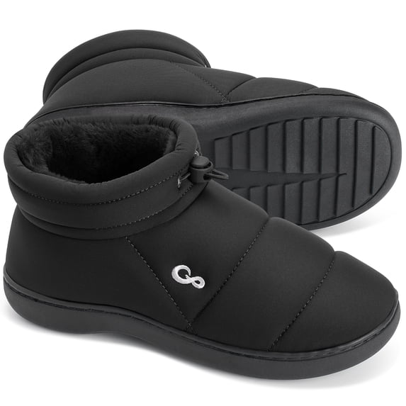 Ecetana Men Slipper Warm Faux Fur Lined Home Slipper Comfortable Waterproof Slip On Lightweight Shoes