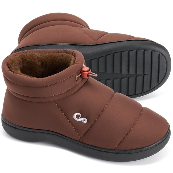 Ecetana Men Slipper Warm Faux Fur Lined Home Slipper Comfortable Waterproof Slip On Lightweight Shoes