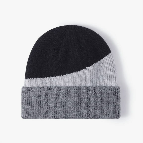 Men Slouchy Knit Skull Beanie Cap Warm Stocking Hats Guys Women Striped Winter Beanie Hat Cuffed Hat