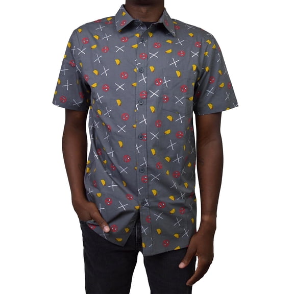 Men's Mad Engine Graphite Deadpool Party Button-Up Shirt