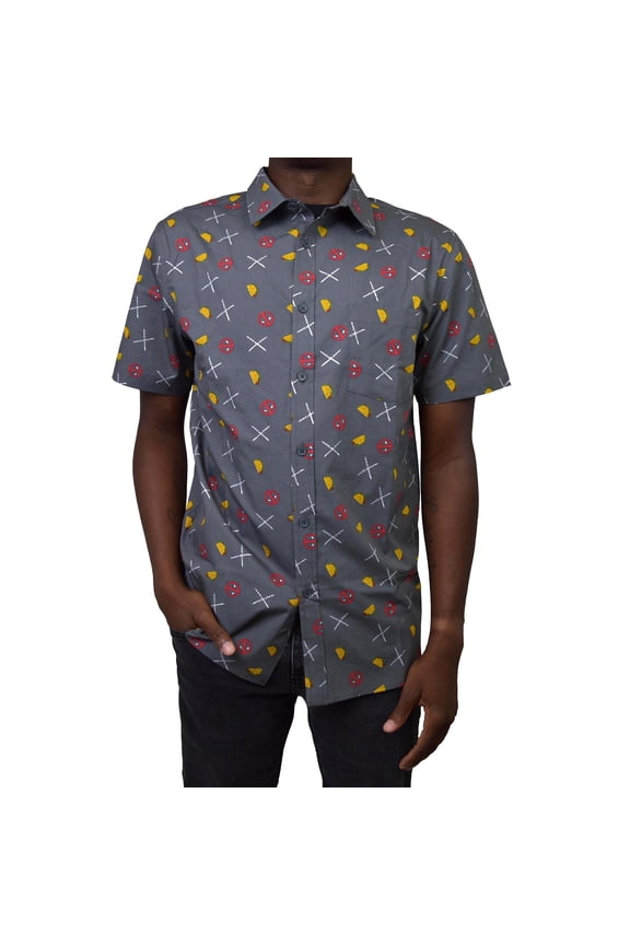 Men's Mad Engine Graphite Deadpool Party Button-Up Shirt