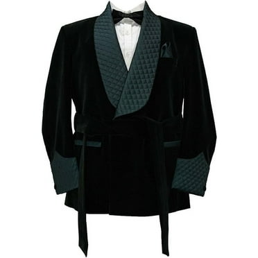 Men Smoking Jacket Black,Quilted Robe Classic Fit, Wedding Party Wear Smoking Jacket for Men&nbsp;