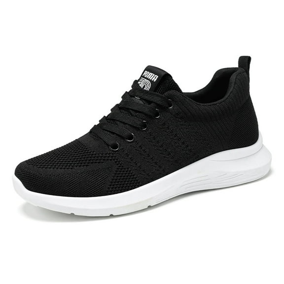 Men Sneakers Breathable Mesh lightweight Lace-up Woman Running Athletic Tennis Walking Shoes Black Size 8