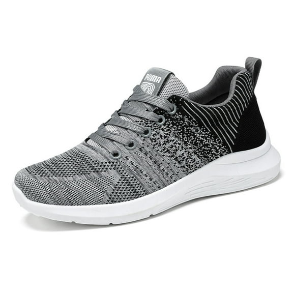 Men Sneakers Breathable Mesh lightweight Lace-up Woman Running Athletic Tennis Walking Shoes Gray Size 8.5