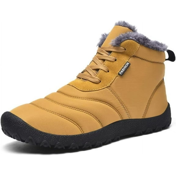 Men Snow Boots Lace-up Waterproof Winter Shoes Fur Lined Ankle Boots Warm High Top Boots