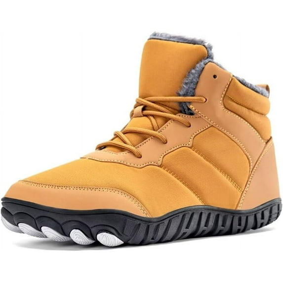 Men Snow Boots Warm Ankle Boots Fur Lined Water Resistant Winter Shoes with Non-slip Outsole