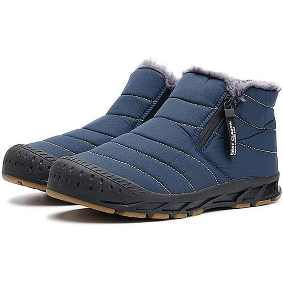 Men Snow Boots Water Resistant Non-slip Winter Shoes with Fuzz Lined Warm High Top Boots for Men