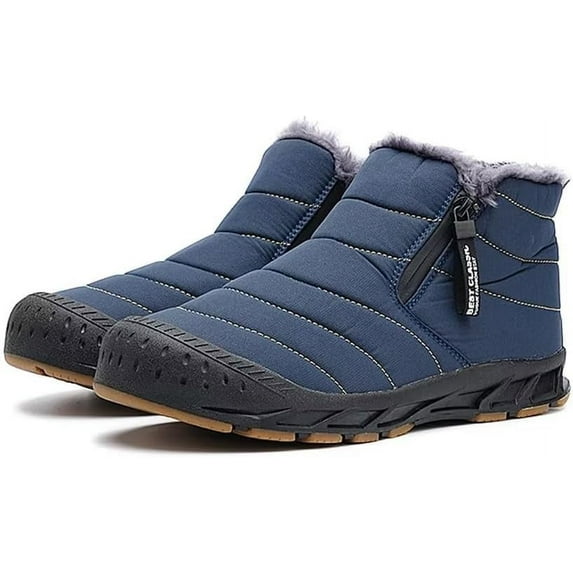Men Snow Boots Water Resistant Non-slip Winter Shoes with Fuzz Lined Warm High Top Boots for Men