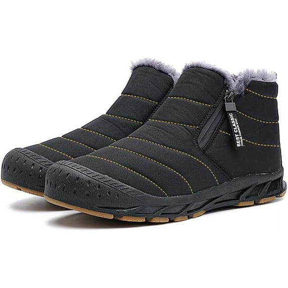 Men Snow Boots Water Resistant Non-slip Winter Shoes with Fuzz Lined Warm High Top Boots for Men