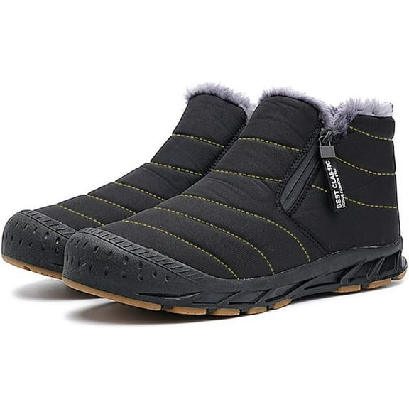 Men Snow Boots Water Resistant Non-slip Winter Shoes with Fuzz Lined Warm High Top Boots for Men
