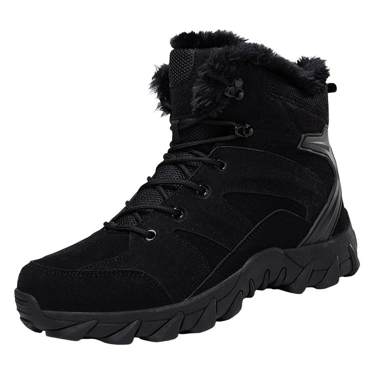 Men Snow Boots Winter Mens Snow Boots Wide Width 4E Boots Fashion New Pattern Men s Snow Boots Slip on Simple Solid Color Thickened Snow Boot for Men Warm and Comfortable Lace Up