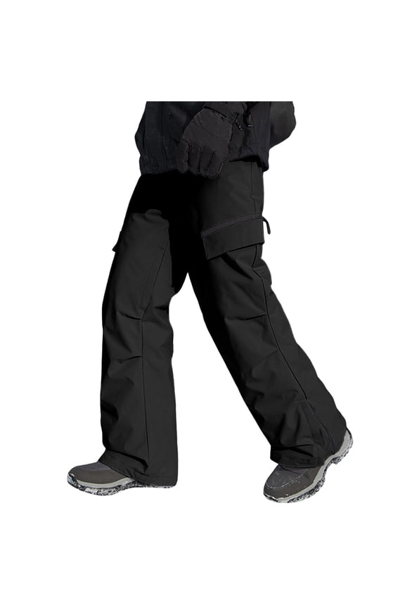 Men Snow Ski Pants Casual Hiking Mountaineering Work Windproof Skiing Winter Activities Black Pant