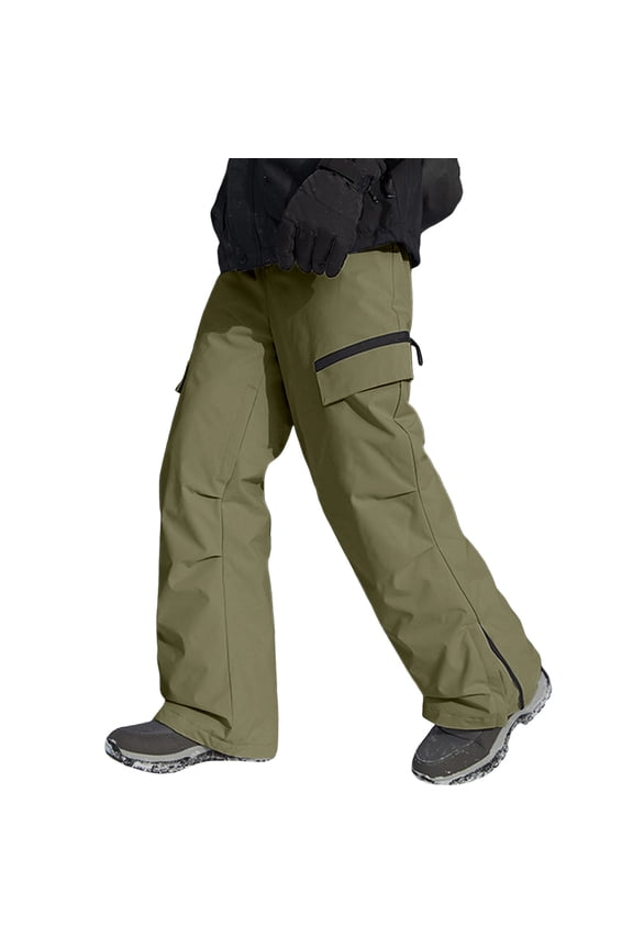 Men Snow Ski Pants Casual Hiking Mountaineering Work Windproof Skiing Winter Activities Green Pant