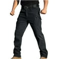 thumbnail image 1 of Men Snow Ski Pants Water Repellent Fleece Lined Softshell Hiking Work Tactical Ripstop Cargo Pants with Zip Pockets, 1 of 8