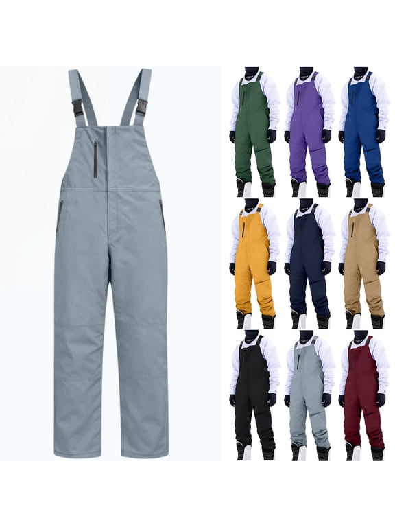 Men Snow Ski Snowpants Men's Waterproof Windproof Insulated Snow Ski Bib Overalls, Thermal Winter Snowpants for Skiing, Snowboarding, Camping and Outdoor Activities