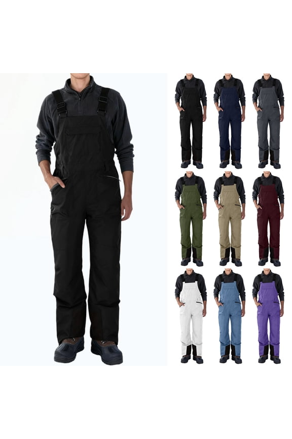 Men Snow Ski Snowpants Men's Waterproof Windproof Insulated Snow Ski Bib Overalls, Thermal Winter Snowpants for Skiing, Snowboarding, Camping and Outdoor Activities