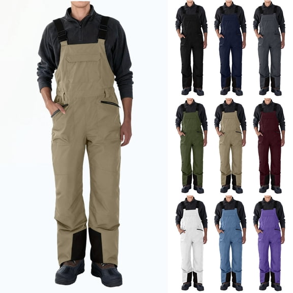 Men Snow Ski Snowpants Men's Waterproof Windproof Insulated Snow Ski Bib Overalls, Thermal Winter Snowpants for Skiing, Snowboarding, Camping and Outdoor Activities