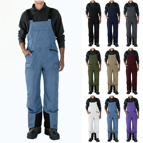 Men Snow Ski Snowpants Men's Waterproof Windproof Insulated Snow Ski Bib Overalls, Thermal Winter Snowpants for Skiing, Snowboarding, Camping and Outdoor Activities