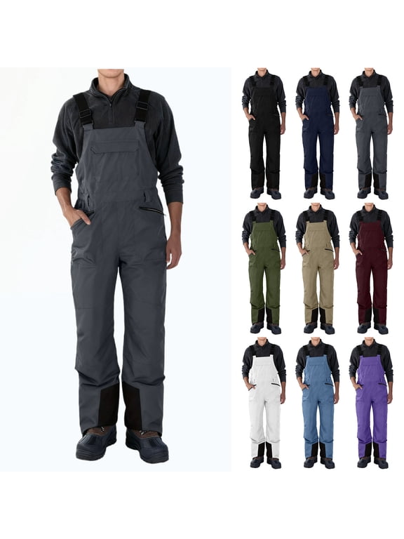 Men Snow Ski Snowpants Men's Waterproof Windproof Insulated Snow Ski Bib Overalls, Thermal Winter Snowpants for Skiing, Snowboarding, Camping and Outdoor Activities