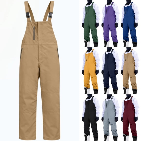 Men Snow Ski Snowpants Men's Waterproof Windproof Insulated Snow Ski Bib Overalls, Thermal Winter Snowpants for Skiing, Snowboarding, Camping and Outdoor Activities