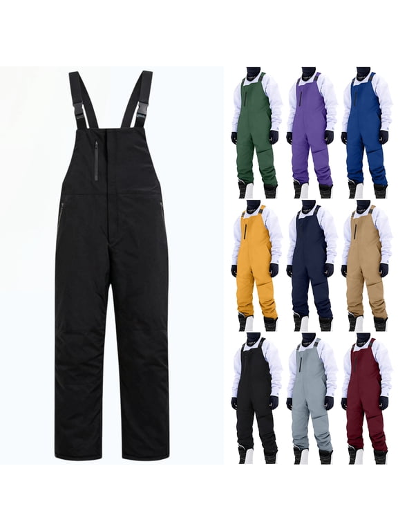 Men Snow Ski Snowpants Men's Waterproof Windproof Insulated Snow Ski Bib Overalls, Thermal Winter Snowpants for Skiing, Snowboarding, Camping and Outdoor Activities