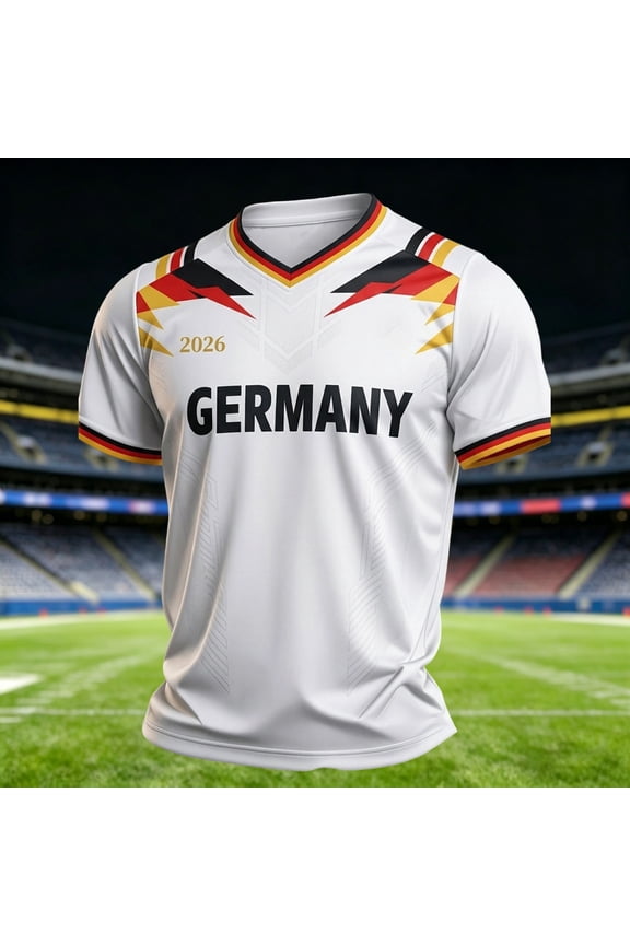 Men Soccer Raglan Top Football Germany Jersey German Graphic Tee Short Sleeve Crew Neck Shirt Casual Summer Tee XL