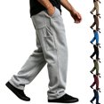 thumbnail image 1 of Men Soft Knit Cargo Sweatpants Sevevn Oversized Side Patch Utility Pockets Elastic Waist Wide Straight Leg Solid Loose Trousers For Street Sports And Daily Relax Wear, 1 of 8