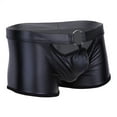 thumbnail image 1 of Men Soft Leather Boxer, Sexy Short Pants Bulge Pouch, Shiny Matte Leather Short Pants, Plus Size S-5XL, 1 of 5