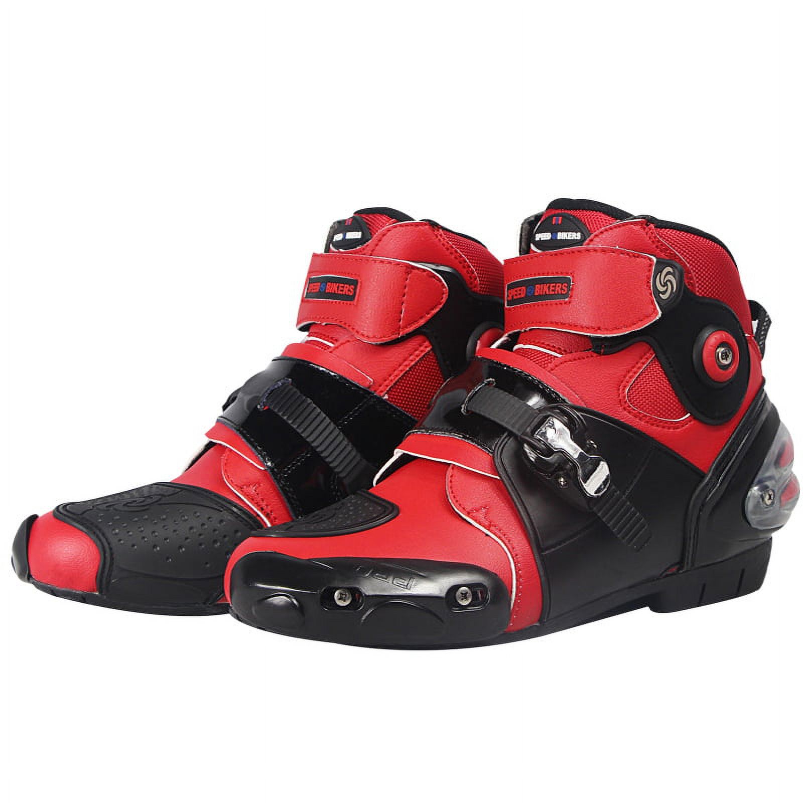 Men Soft Motorcycle Boots Biker Waterproof Speed Motocross Boots Non-slip Motorcycle Shoes Color:red Shoe US Size:9.5 - image 1 of 8