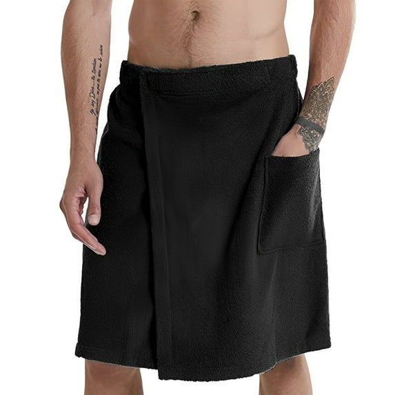 Men Soft Wearable Bath Towel, Men’s Bath Wrap, Coral Fleece Bath Towel,Adjustable Body Wrap Towel for Men