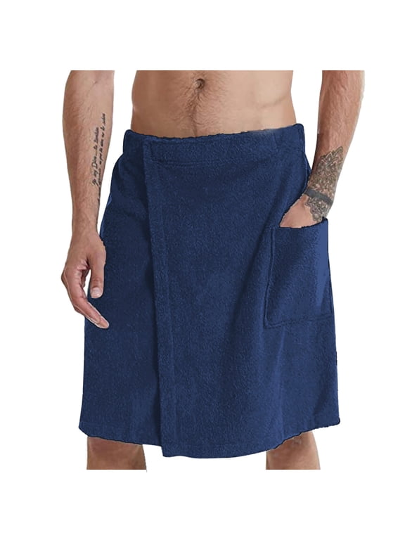 Men Soft Wearable Bath Towel, Men's Bath Wrap, Flannel Fleece Bath Towel, Adjustable Body Wrap Towel for Spa Shower