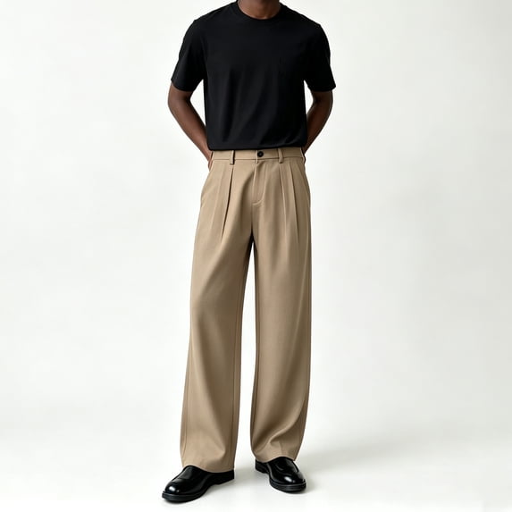 Men Solid Black Flat Front Wrinkle Resistant Big Tall Business Suit Pants S-XL