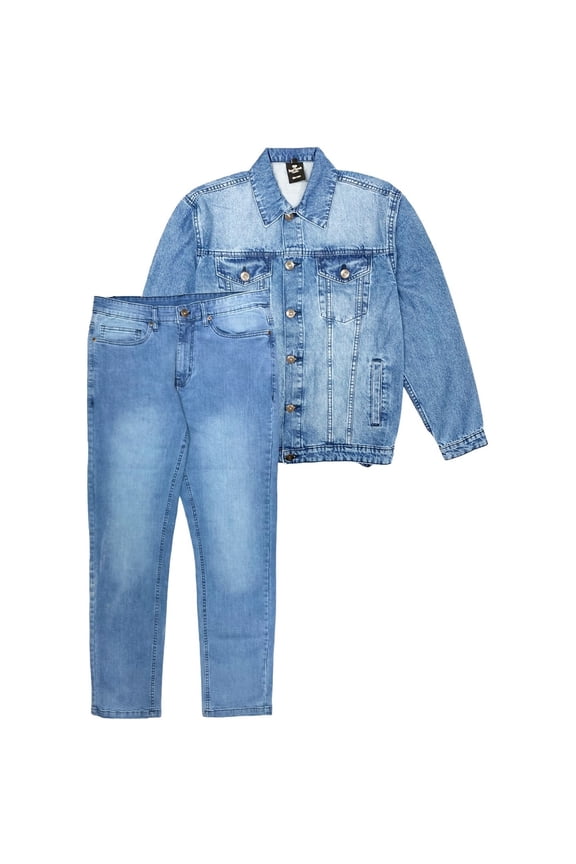 Men Solid Casual Classic Denim Set