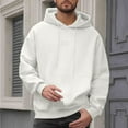thumbnail image 1 of Men Solid Color Basic Hoodies Drawstring Fashion Sports Loose Pullover Hooded Sweatshirts with Pockets Activewear Men's Long Sleeve Pullover Sweater White 3XL, 1 of 8