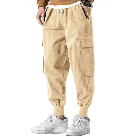 Men Solid Color Hippie Style Loose Baggy Jogger Pants