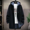 thumbnail image 1 of Men Solid Color Hooded Jacket Windbreaker Mid-length Casual Coat, 1 of 9