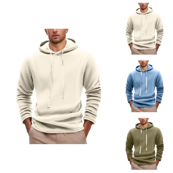 Men Solid Color Hooded Pullover Versatile Trendy Warm Hoodie Casual Loose Business Comfortable Hoodie Men Cotton Hooded Sweatshirt