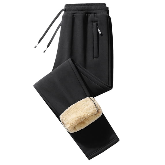 Men Solid Color Lamb Wool Fleecing Intensification Trousers Warm Pajama Pants Sweatpants Fashion Workout Casual Loose Fit Winter Clothing