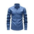 thumbnail image 1 of Men Solid Color Long Sleeve Button Down Shirt Casual Turn Down Collar Top Fashion Lightweight Soft Fabric Daily Business Work Outdoor Sport Wear Shirts Polos For Men, 1 of 5