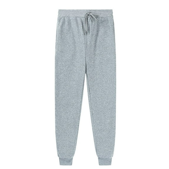 Men Solid Color Long Sweatpants, Loose Fit Drawstring Waist Trousers with Pockets for Spring, Autumn