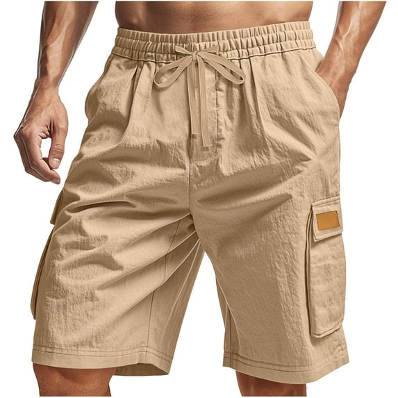 Men Solid Color Outdoor Cargo Shorts Quick-Dry Tactics Short Pants Lightweight for Hiking Work Travel Casual Shorts