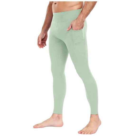 Men Solid Color Pocket High-Elastic Yoga Pants Warm Running Cycling Sports Fitness Sweatpants Workout Casual Loose Fit Fashion Trousers Winter Clothing