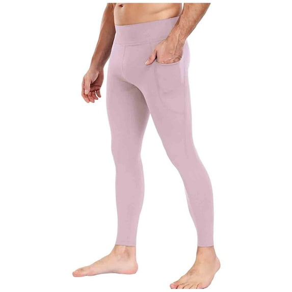 Men Solid Color Pocket High-Elastic Yoga Pants Warm Running Cycling Sports Fitness Sweatpants Workout Casual Loose Fit Fashion Trousers Winter Clothing