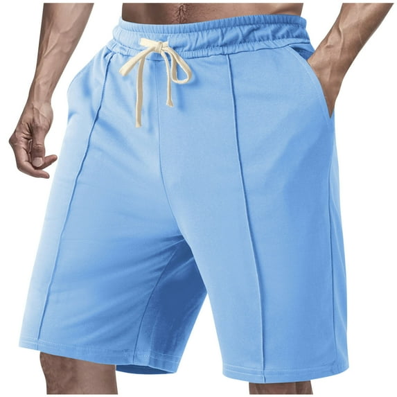 Men Solid Color Shorts 2025 Summer Fashion Casual Drawstring Elastic Waist Straight Leg Pockets Breathable Beach Wide Leg