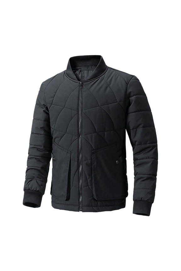 Men Solid Color Stand Up Collar Quilted Patchwork Jacket Business Loose Comfortable Warm Foreign Trade Jacket