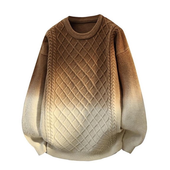 Men Solid Color Sweaters Vintage Long Sleeve Sweater Slouchy Mock Neck Pullover for Winter Coffee 4XL