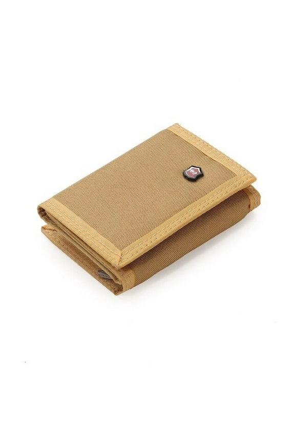 Men Solid Color Wallet Three-fold Coin Purse Canvas Wallet with Velcro Fashionable Card Pack