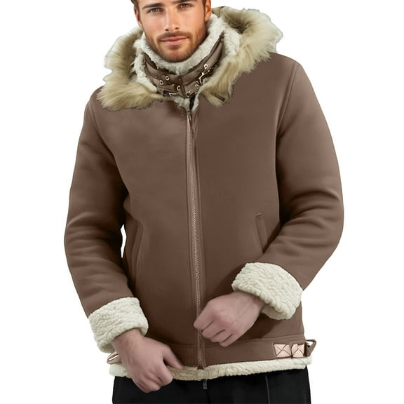 Men Solid Color Winter Thick Warm Hooded Jacket Casual Loose Comfortable Business Fashionable Jacket